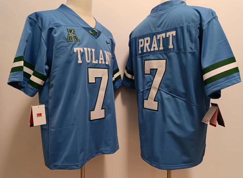 Men #7 Pratt Light Blue Nike 2025 NCAA Jersey->more ncaa teams->NCAA Jersey